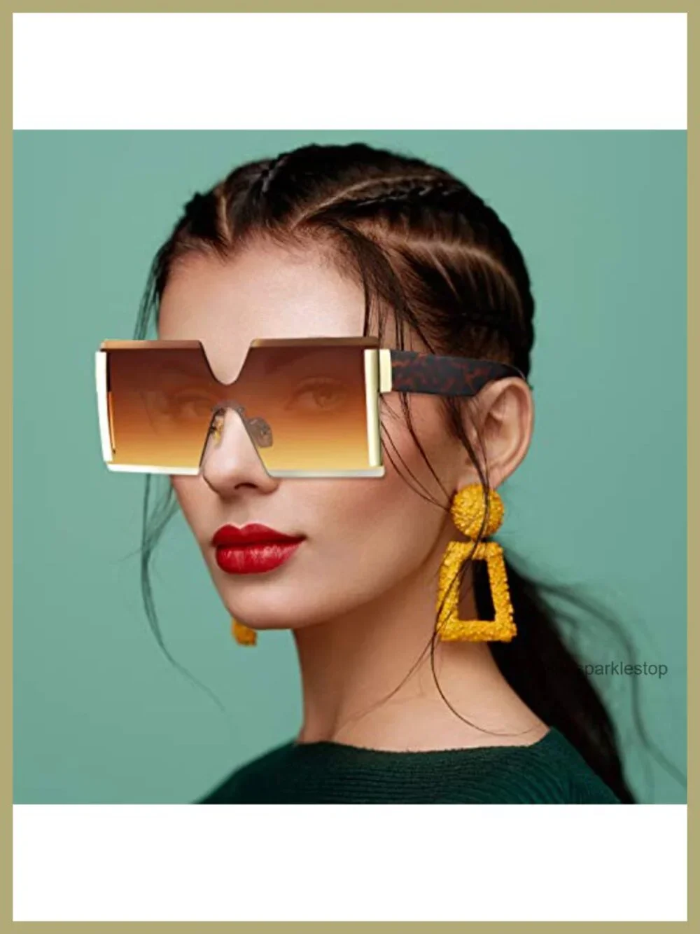 Oversized Square Rimless Sunglasses for Women Fashion Trendy Lightweight UV